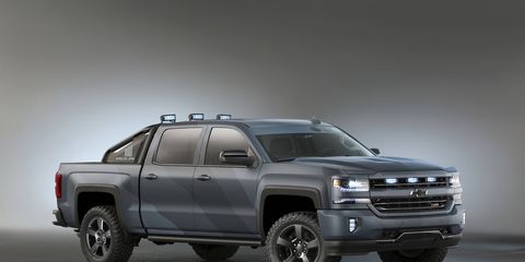 The SEMA custom Silverado Spe-Ops edition will see a production run. Some of the proceeds will go to the Navy Seals Museum and a few military charities.