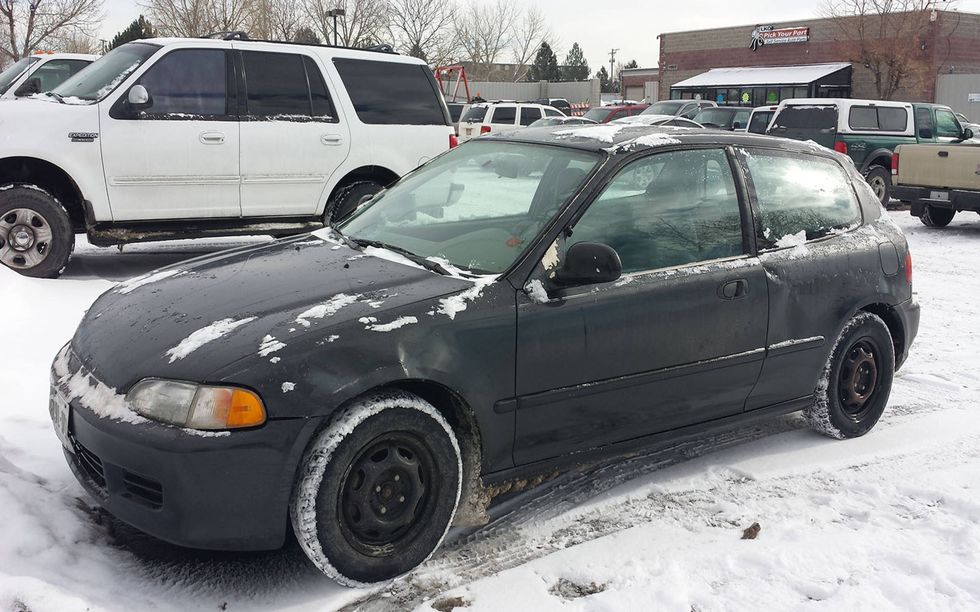 You don't bring your nice car to a snowy Half Price Day