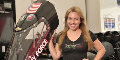 Brittany Force is the Top Fuel dragster pilot in the John Force Racing stable.