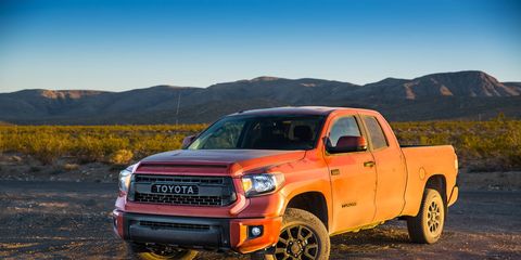 The 2015 Toyota Tacoma TRD Pro Double Cab looks good with a bit of dust on it.