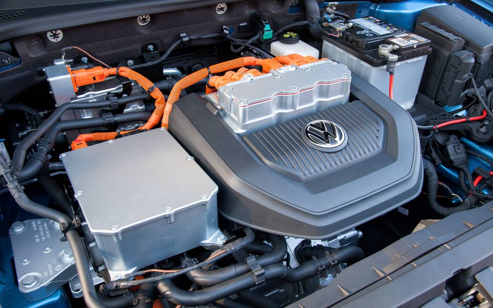 The electric only 2015 Volkswagen e-Golf SEL Premium's battery pack provides 83 miles between charges. (Limited model shown)