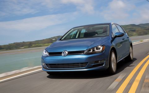 The 2017 VW Golf TSI has a turbocharged 1.8-liter underhood making 170 hp at 4,500 rpm and 199 lb-ft with the six-speed automatic, 184 lb-ft with the five-speed manual.