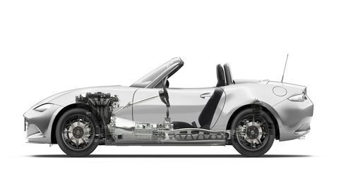 What the 2016 MX-5 Miata's chassis will look like, complete with 2.0-liter SKYACTIV.