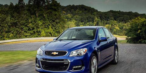 The Chevy SS gets a 6.2-liter V8 making 415 hp and 415 lb-ft of torque. Dual-mode exhaust is standard, as is Magnetic Ride Control and navigation.