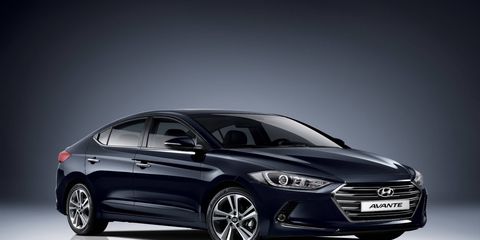 A large grille for a large car: Hyundai's new generation of Elantra looks more grown up than previous models. It's called the Avante in South Korea.