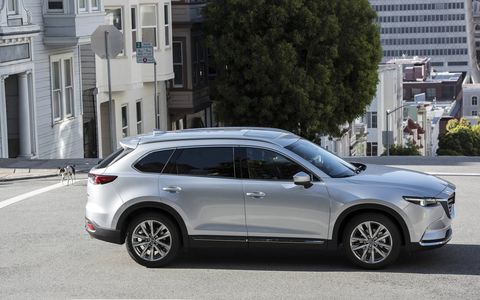 The 2017 Mazda CX-9 is a mid-size, three-row crossover SUV that caters to families with seating for seven.