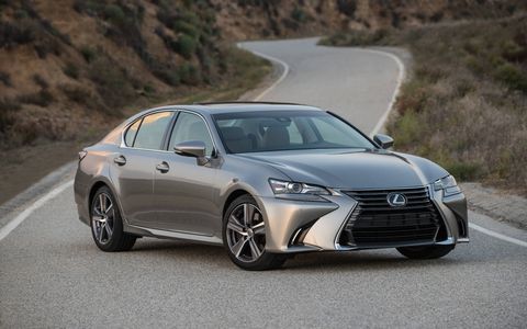 The 2017 Lexus GS200t pairs a 2.0-liter turbocharged four with an eight-speed automatic delivering 241 hp and 258 lb.-ft. of peak torque, the latter sustained from 1,650 rpm through 4,400 rpm.