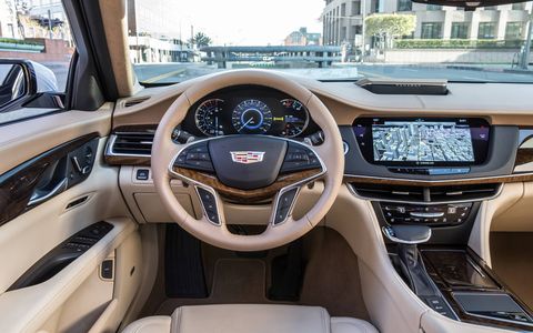 The CT6 interior offers 40.4 inches of rear-seat legroom and segment-best interior storage including a 2.2-liter center console storage area.