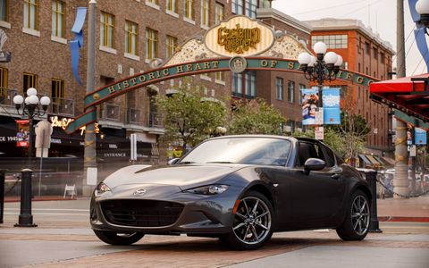 The 2017 Mazda MX-5 sports a 2.0-liter engine producing 155 hp and 148 lb-ft of torque.