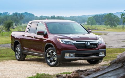 The 2017 Honda Ridgeline is the second generation of Honda's midsize pickup truck, redesigned to offer both recreational and work users a higher degree of utility and versatility.  It has a class leading maximum 1,584 pound (718.5 kg) payload capacity (varies by trim) and up to 5,000-pound (2,268 kg) towing (RT AWD).