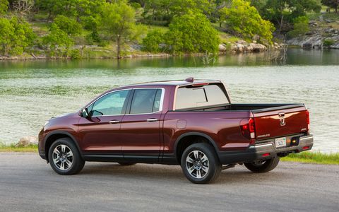 The 2017 Honda Ridgeline is the second generation of Honda's midsize pickup truck, redesigned to offer both recreational and work users a higher degree of utility and versatility.  It has a class leading maximum 1,584 pound (718.5 kg) payload capacity (varies by trim) and up to 5,000-pound (2,268 kg) towing (RT AWD).