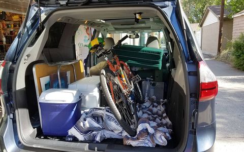 Loaded up with Race Organizer and camping gear, ready to go.