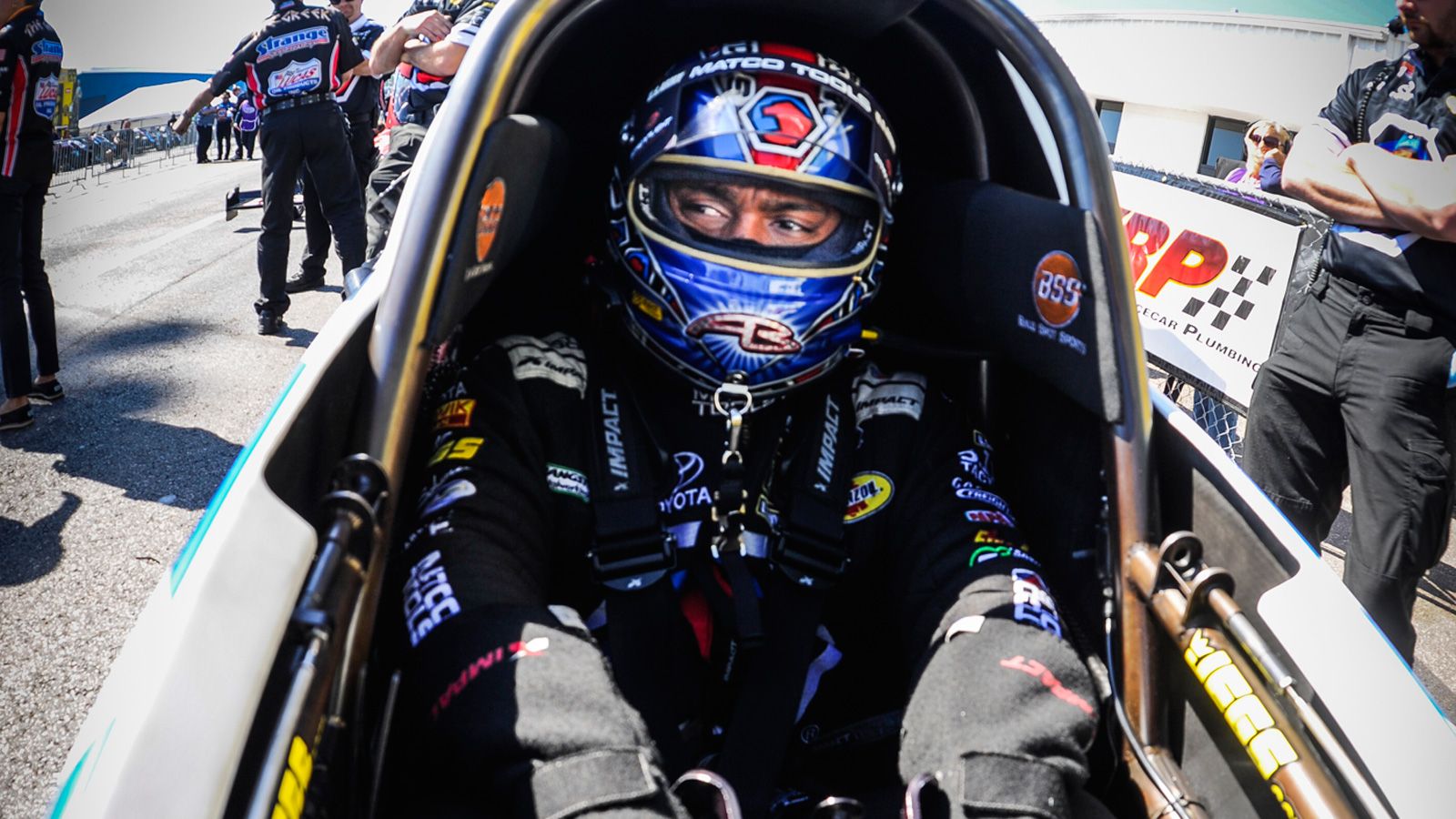 Antron Brown goes through his final checklist.