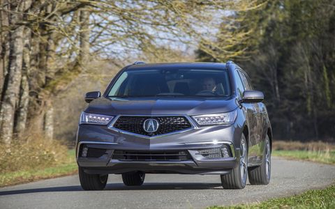 The 2017 MDX Sport Hybrid goes on sale in late April, early May, and gets 321 hp (+31 over the gasoline version) and 26 mpg city (45 percent over the gasoline version).