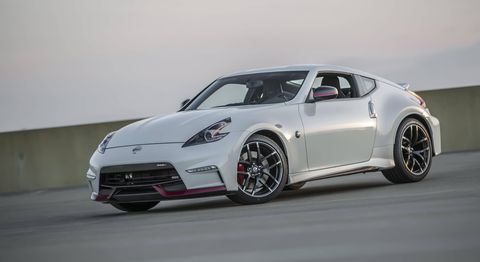 The 2018 Nissan 370Z Nismo comes with forged Rays wheels, an aero kit, Nismo tuned suspension and a 350 hp 3.7-liter V6.