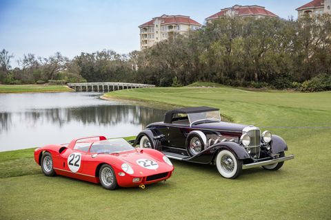 A 1963 Ferrari 250/275P and 1929 Duesenberg J/SJ Convertible won at this year's Amelia Island Concours.
