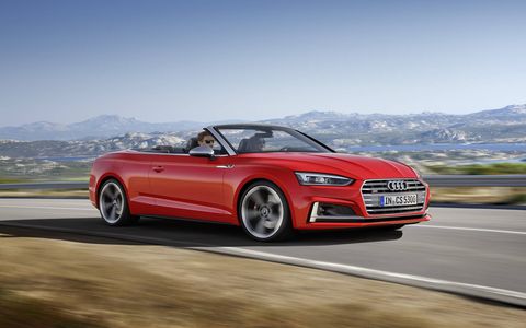 The 2018 Audi S5 Cabriolet ups the ante over the basic A5 with a 354-hp, 369-hp turbocharged V6.