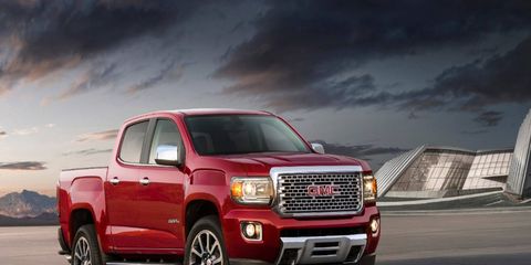 The 2018 GMC Canyon Denali has a Duramax diesel 2.8-liter turbocharged I4 producing 186 hp and 369 lb-ft of torque.