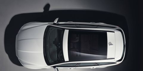 Jaguar has released a teaser image previewing the XF Sportbrake wagon, showing what's likely an optional full panoramic moonroof.