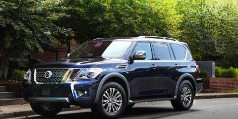 The 2018 Nissan Armada Platinum has a 5.6-liter V8 producing 390 hp and 394 lb-ft of torque.