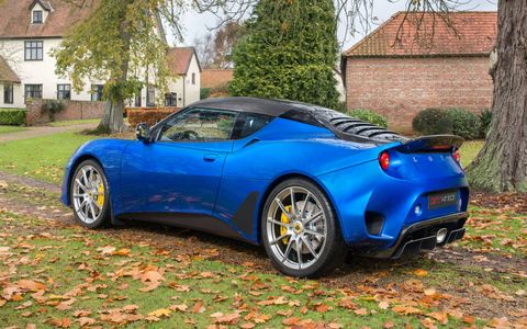 The Lotus Evora GT410 Sport comes with a 3.5-liter V6 making 410 hp and 310 lb-ft of torque.