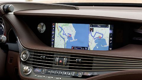 The 2018 Lexus LS500 gets an upscale-looking cabin. F Sport versions keep it black and gray.