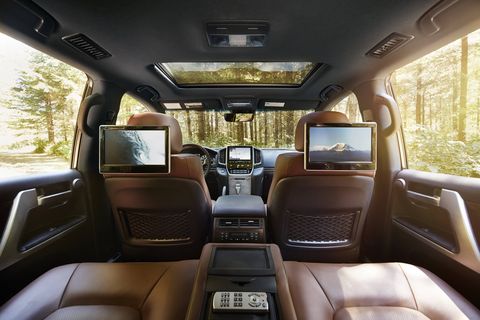 The 2018 Toyota Land Cruiser comes standard with four-zone automatic climate control with air filter, dust and pollen filtration mode, a separate second-row control panel, individual temperature settings for driver, front passenger and rear-seat passengers, and second- and third-row vents.