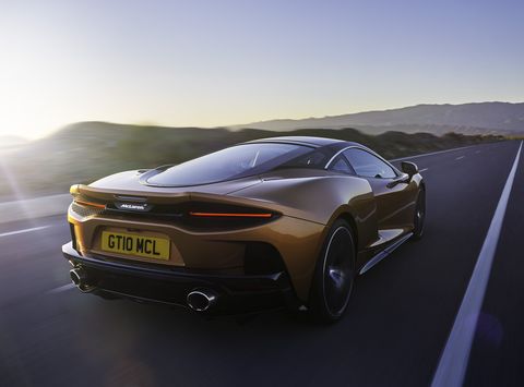 McLaren promises "competition levels of performance and continent-crossing capability" from its new GT. You can even put a set of golf clubs in the 14.8 cu ft of luggage space in back. Your bags go in the 5.3 cubic feet up front. Power comes from a new 4.0-liter twin turbo V8 making 612 hp and 465 lb ft of torque.U.S. pricing will be&nbsp;$208,800 when it hits U.S. showrooms this fall.
