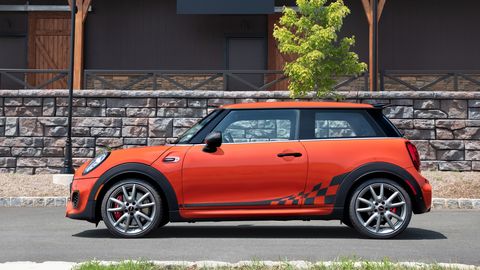 The Mini Cooper JCW delivers 228 hp and 236 lb-ft of torque from its 2.0-liter turbocharged four. This one is called the International Orange Edition.
