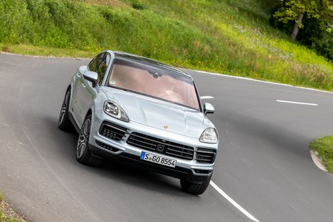 The Porsche Cayenne S Coupe has the same fastback shape but gets a 2.9-liter, twin-turbo V6 making&nbsp;434 horsepower. Power channels through an eight-speed transmission and to all four wheels.&nbsp;
