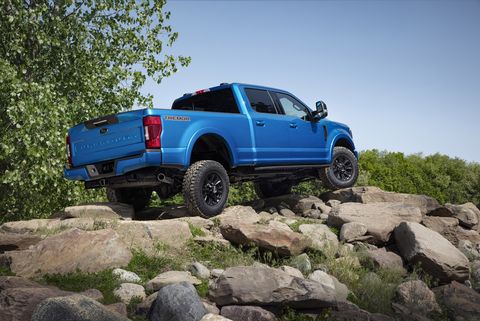 Suspension lift, skidplates, and 35-inch tires&nbsp;give&nbsp;the Tremor off-Road package equipped trucks a real lift in off-road capability. Get it? lift?
