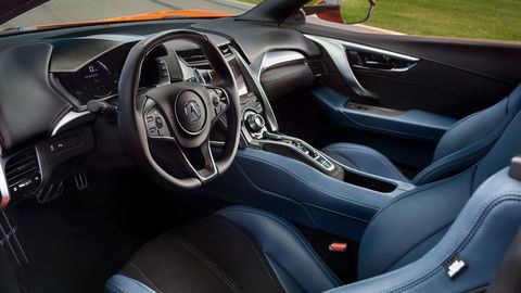 You have a choice of leathers in the 2019 Acura NSX, we suggest the blue.
