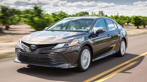 The 2019 Toyota Camry Hybrid XLE comes with an I4 and an electric motor putting out a total of 208 hp.
