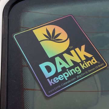 I hope the people with these stickers weren't driving stoned... but maybe this would explain all those Olds Aleros and Kia Sephias doing 40 in the left lane on I-25.
