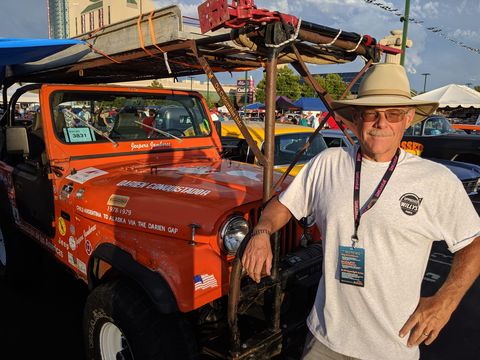 This is Tim Stigen, who at 19 was the youngest guy on the Expecidicion de las Americas (google it!), which went from Tierra del Fuego to the top of Alaska in 1978-79. That's the original Jeep that did it, too.&nbsp;
