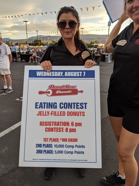 Yes, there was a donut-eating contest. No I did not enter.
