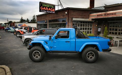 We drove a few Mopar concepts, including the two-door Jeep J6 pickup, the dropped Ram 1500 Low Down and the retro Jeep JT Scrambler, on Woodward ahead of the 2019 Dream Cruise.
