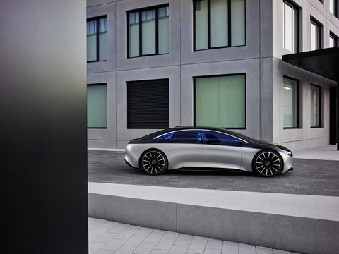 Here is the Mercedes-Benz Vision EQS. It was revealed at the 2019 Frankfurt Auto Show
