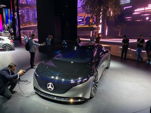 The Mercedes-Benz Vision EQS on the show floor at the 2019 Frankfurt Auto Show
