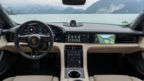 The 2020 Porsche Taycan features a concave digital display to lessen glare.
