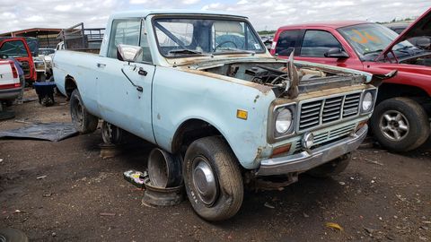 The pickup version of the rugged Scout II, found in a Denver auto graveyard.
