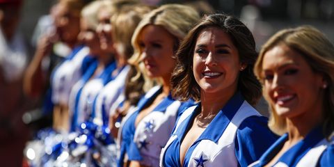 The Dallas Cowboys Cheerleaders entertain the crowds at the F1 US Grand Prix at the Circuit of the Americas, Sunday Nov. 3, 2019
