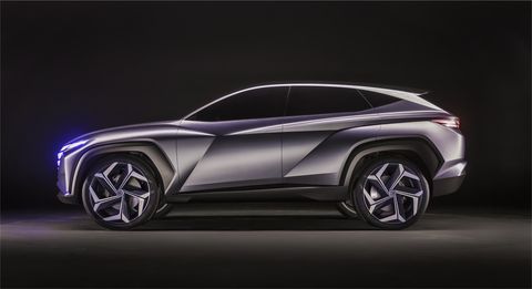 The Hyundai Vision T concept gets the requisite rugged-ized plastic wheel arches, but it's clearly not pretending to be an off-road brawler.
