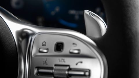 The 2020 Mercedes-AMG GT C gets the updated switchgear and buttons on the console and steering wheel.
