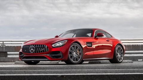 The 2020 Mercedes-AMG GT C comes with a 4.0-liter twin-turbo V8 and seven-speed dual-clutch transmission.
