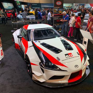 this is not a race car, but the 2020 toyota gr gazoo racing supra racing concept it's replete with race car stuff and meant to show what a supra race car would look like toyota recently revealed the supra gt4 actual race car and the two look awfully similar