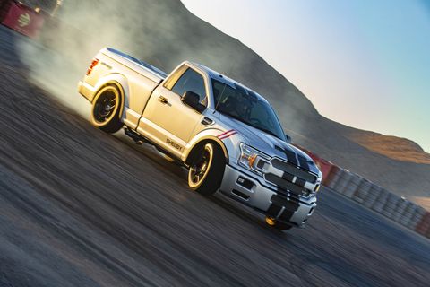 <span style="font-size:11.0pt"><span style="line-height:107%"><span style="font-family:&quot;Arial&quot;,sans-serif">Shelby says the Super Snake Sport F-150 concept "</span></span><span style="line-height:115%"><span style="font-family:Calibri,sans-serif"><span style="font-family:&quot;Arial&quot;,sans-serif">features a Shelby specific lowered suspension, 755 horsepower supercharged V8, throbbing exhaust note, stylish wheels and new brake system. The exterior was revised for a meaner and more aero look, while the interior has the Shelby amenities expected of a super truck."</span></span></span></span>
