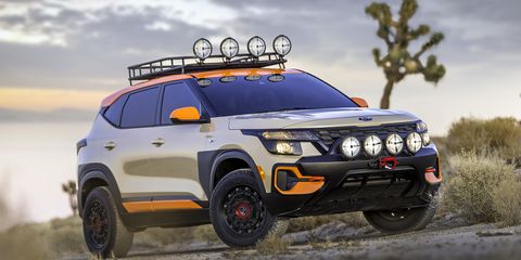 The production 2021 Kia Seltos goes on sale early in 2020. This is the Trail Attack concept.
