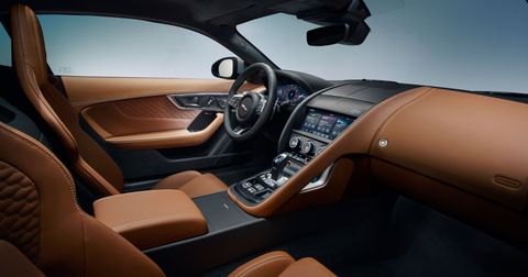 Inside the 2021 Jaguar F-Type coupe.
