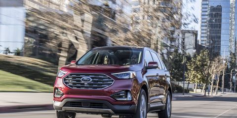The 2019 Ford Edge gets a 250-hp, 2.0-liter four and will go on sale late in the summer of 2018.
